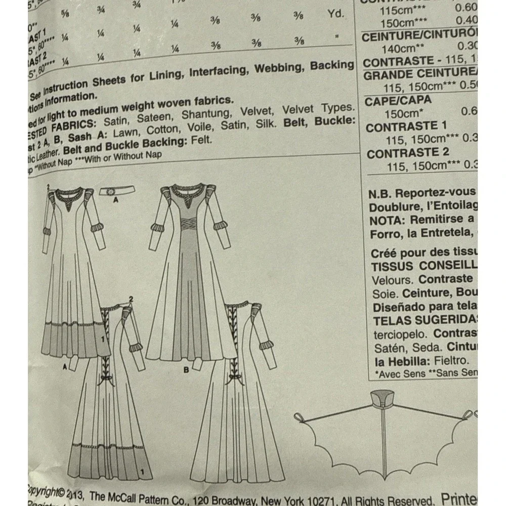 McCall's Costume Pattern 6817 Gothic Fantasy Vampire Cosplay Kids‎ 3T 4T 5 6 7 8